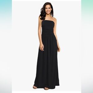 GloryStar Black Strapless Maxi Dress with Pockets Size-M